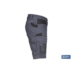 BERMUDAS DE TRABAJO FRIGG ELASTANO 215 G/M2 GRIS OSCURO CON DETALLES NEGROS TALLA 56