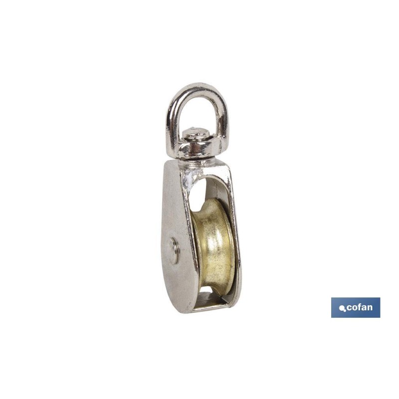 POLEA SIMPLE GIRATORIA NIQUELADA (Ø12MM) Venta unitaria
