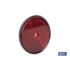 CATADIÓPTRICO REDONDO ROJO Ø60 MM CON AGUJERO SIN TORNILLO CON ADHESIVO