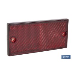 CATADIÓPTRICO RECTANGULAR ROJO 106 X 50 MM CON AGUJERO SIN TORNILLO CON ADHESIVO