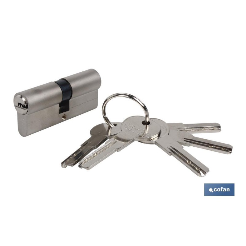 CILINDRO DE SEGURIDAD DE NÍQUEL MATE 30/40 - LEVA LARGA