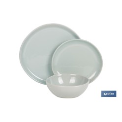 VAJILLA DE CERÁMICA VERDE ESMALTADA CON DISEÑO IRREGULAR 12 PIEZAS