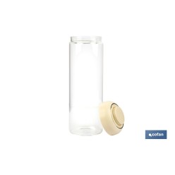 BOTE DE VIDRIO BOROSILICATO CON TAPA BEIGE GAMA LAUREL 1700 ML
