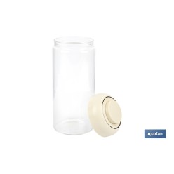 BOTE DE VIDRIO BOROSILICATO CON TAPA BEIGE GAMA LAUREL 1300 ML