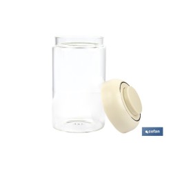 BOTE DE VIDRIO BOROSILICATO CON TAPA BEIGE GAMA LAUREL 1000 ML