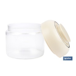 BOTE DE VIDRIO BOROSILICATO CON TAPA BEIGE GAMA LAUREL 400 ML