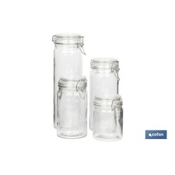 SET 4  FRASCOS CRISTAL+ CLIP ACERO 2100ML,1500ML,1150ML,750ML