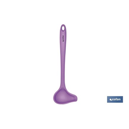 CUCHARA SALSA DE SILICONA MORADA MODELO VERGINI 27 X 8 CM