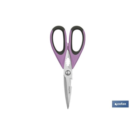 TIJERAS MORADAS DE ACERO INOX. MODELO SENA 22 CM