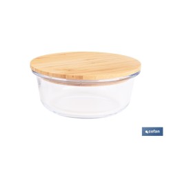 SET DE 2 RECIPIENTES DE BOROSILICATO CON TAPA DE BAMBÚ MODELO PANDA 620 ML - 950 ML