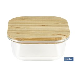 SET DE 2 RECIPIENTES DE BOROSILICATO CON TAPA DE BAMBÚ MODELO PANDA 520 ML - 800 ML