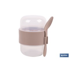 SET DE 3 RECIPIENTES CON TAPA, CUCHARA Y COMPARTIMIENTO INTERIOR  200ML+200ML