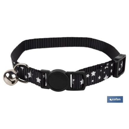 COLLAR CON CASCABEL GATOS NEGRO 1 CM X 32 CM