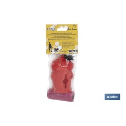 DISPENSADOR DE BOLSAS PARA MASCOTAS ROJO  7,8X5CM