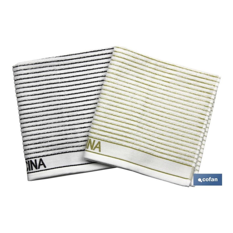 PACK 2 PAÑOS COCINA 50x50 VERDE/NEGRO