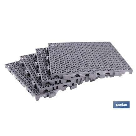 SET DE 4 UDS. LOSETA ALVEOLADA GRIS CLARO DE PVC 33 X 33 X 2 CM