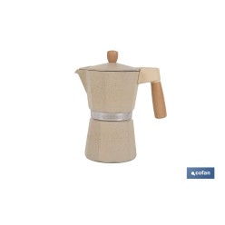CAFETERA ITALIANA DE INDUCCIÓN BEIGE CON GRANITO 6 TAZAS