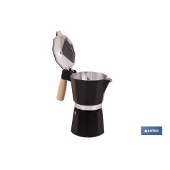 CAFETERA ITALIANA DE INDUCCIÓN NEGRA 6 TAZAS