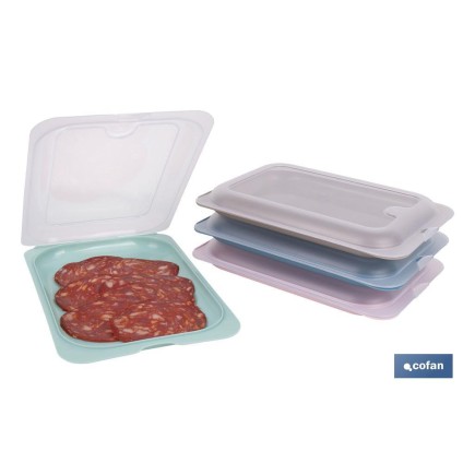 PACK DE 4 PORTAEMBUTIDOS APILABLES CREMA, AZUL, VERDE, NUDE 25 X 17 X 3 CM