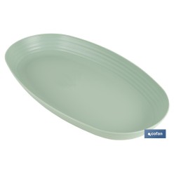 FUENTE OVALADA VERDE AGUA 39 x22x 4,5 cm MODELO NARA 2000ml