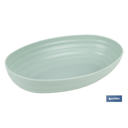 FUENTE OVALADA VERDE AGUA 24X16X5.5cm MODELO NARA 1080ml