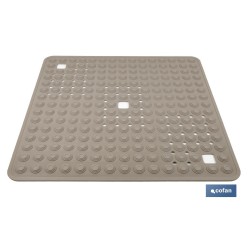 ALFOMBRA PLUS  ANTIDESLIZANTE CON VENTOSAS BAÑERA/ DUCHA BEIS PIEDRA 60 X 60 cm