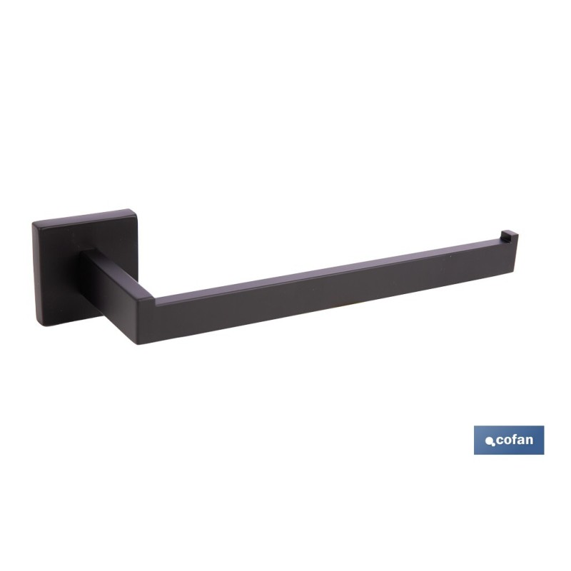TOALLERO NEGRO MATE DE ACERO CON DISEÑO CUADRADO GAMA FAIAL 27 X 8 X 5,5 CM