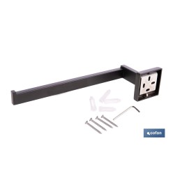 TOALLERO NEGRO MATE DE ACERO CON DISEÑO CUADRADO GAMA FAIAL 27 X 8 X 5,5 CM