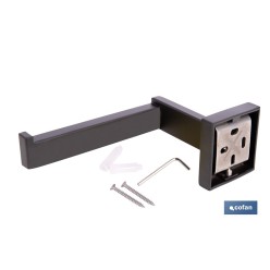 PORTARROLLOS/TOALLERO NEGRO MATE DE ACERO CON DISEÑO CUADRADO GAMA FAIAL 16 X 8 X 5,5 CM