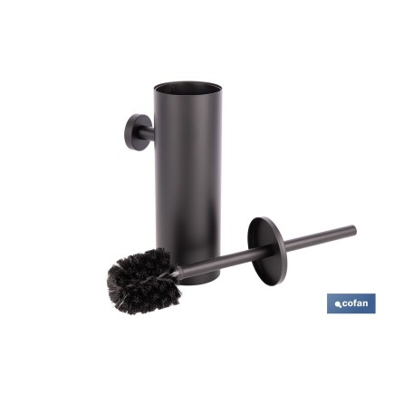 ESCOBILLERO DE PARED PARA INODORO NEGRO MATE DE ACERO GAMA RIBEIRA 9,1 X 12,9 X 39 CM