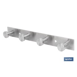 PERCHERO DE PARED DE ACERO INOXIDABLE 304 CON 4 POMOS 21,6 X 2,7 X 2,8 CM