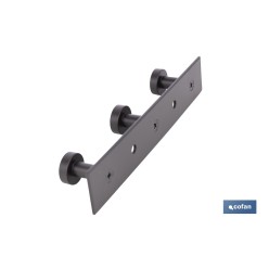PERCHERO DE PARED NEGRO DE ACERO CON 3 POMOS 15,6 X 2,7 X 2,8 CM