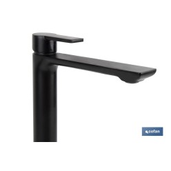 GRIFO ALTO MONOMANDO PARA LAVABO NEGRO MATE MODELO KERCH  25mm