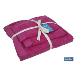 JUEGO DE 3  TOALLAS FUCSIA 580 G/M2  GAMA PRIMAVERA 30X50  50X100  70X140 CM