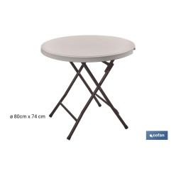 MESA REDONDA PLEGABLE BLANCA 80x80x74cm