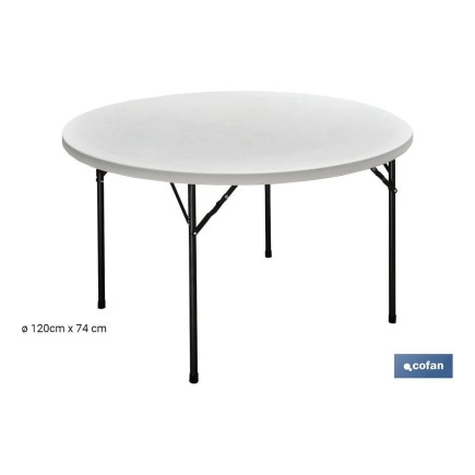 MESA REDONDA PLEGABLE BLANCA 120x74cm