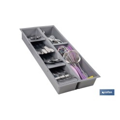 ORGANIZADOR PARA CAJÓN CON SEPARADORES DE COLOR GRIS 20 X 45 X 6,5 CM