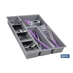 ORGANIZADOR PARA CAJÓN CON SEPARADORES DE COLOR GRIS 30 X 45 X 6,5 CM