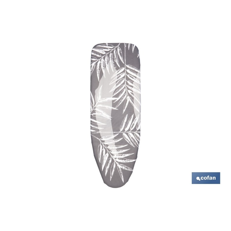 FUNDA ACOLCHADA PARA TABLA DE PLANCHAR 135 X 53 CM RAMAS GRIS BITONAL