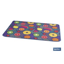 FELPUDO CON ESTAMPADO DIGITAL FRUTAS 50 x 70 CM