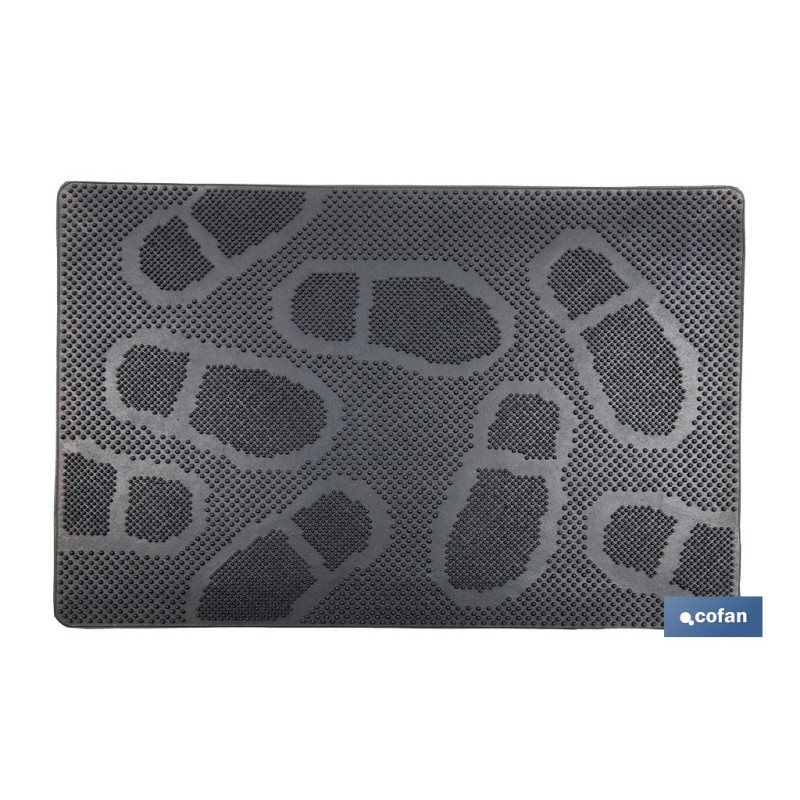 FELPUDO INTERIOR/EXTERIOR DE CAUCHO 40 X 60 X 0,8 CM DISEÑO CON HUELLAS