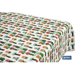 ROLLO DE MANTEL ANTIMANCHAS CON CACTUS 1,40 X 20 M