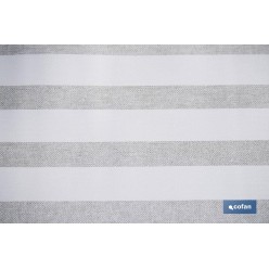 ROLLO DE MANTEL ANTIMANCHAS DE RAYAS BEIGE Y BLANCO 1,40 X 20 M