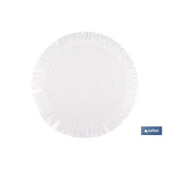 BAJOPLATO REDONDO FLECOS DE COLOR BLANCO MEDIDA 38 CM