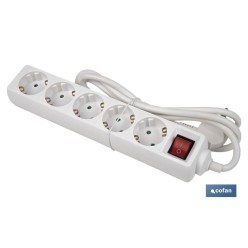 BASE MÚLTIPLE 5T. 1,4M CABLE C/INT. (16A-250V)