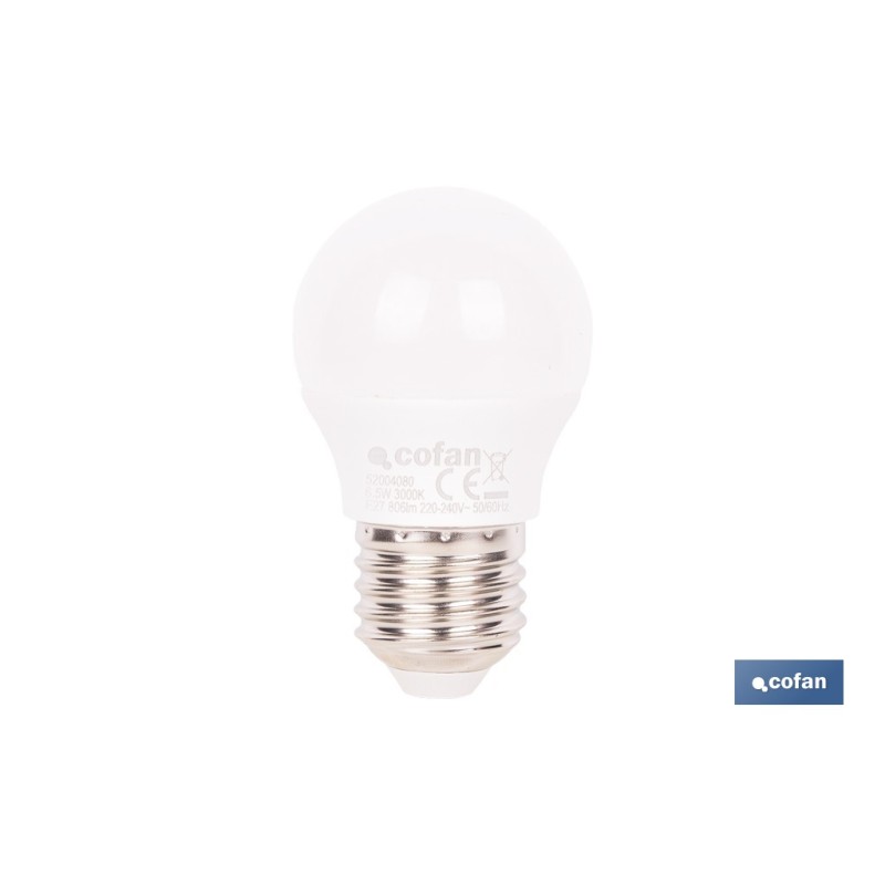 BOMBILLA LED ESFÉRICA E27 6.5 W 806 LM 3000 K