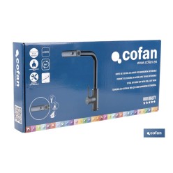 GRIFO DE COCINA NEGRO DE ACERO CON MANGUERA EXTENSIBLE Y 3 FUNCIONES 340 X 240 X 54  MM