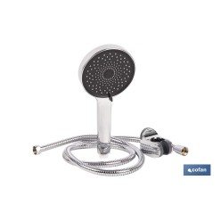 KIT DE DUCHA REDONDA CROMADO CON 3 FUNCIONES 125 X 280 MM