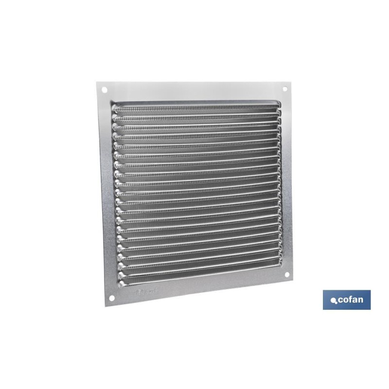 REJILLA DE VENTILACIÓN ALUMINIO CON MOSQUITERA 17 X 17 CM