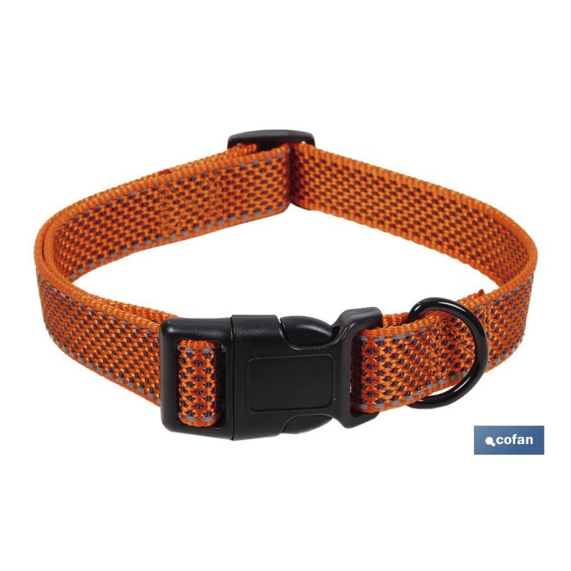 COLLAR PARA PERROS  REFLECTANTE NARANJA 2,5 X 40-55 CM